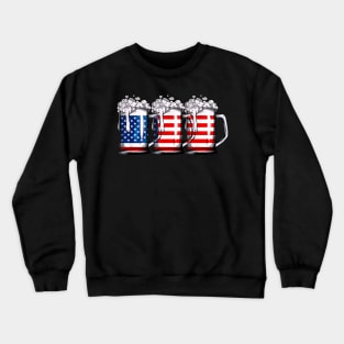 Beer American Flag T-Shirt 4th of July Men Women Merica USA Crewneck Sweatshirt